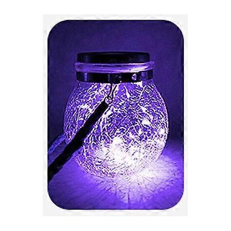 Bocal fissuré solaire, bocal en verre solaire, bocal Mason en verre violet (1/5)