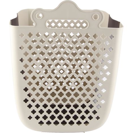 Panier à linge suspendu en plastique pliable et peu encombrant, panier à linge sale mural pour salle de bain L (1/5)