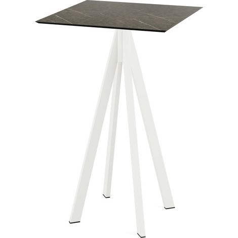 Infinity mange-debout avec piètement blanc + plateau HPL Midnight Marble 70x70 cm - Feros (1/4)