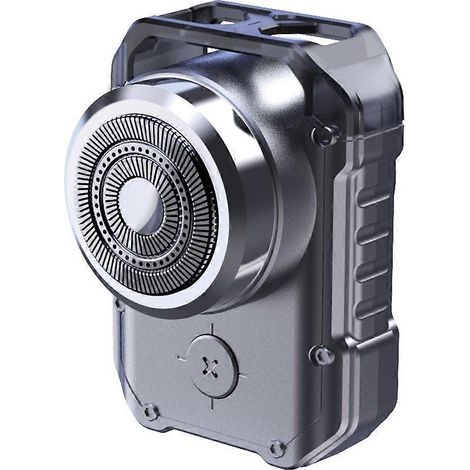 Elektrischer Mini-Reiserasierer für Herren, wiederaufladbar, wasserdicht (IPX7), im Punk-Mecha-Stil, mit Schlüsselanhänger. (1/5)
