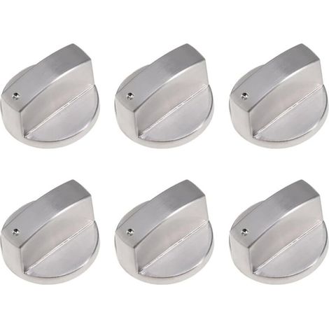 6 Pièces Boutons de Commande Universels en Métal Brossé pour Table de Cuisson au Gaz, Boutons de Commande Universels de 6mm Boutons de Commande Universels en Métal Brossé pour Cuisinière à Gaz (1/5)