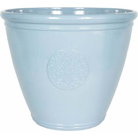 45cm Large Eden Emblem Plant Pot - Plastic - L45 x W45 x H38 cm - Blue