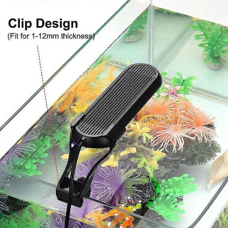 Volledig spectrum LED-aquariumlamp, verstelbare lamp met tuit voor water- en zeeaquaria, kleine aquaria, tafelaquaria, 14,56,54,5 cm, zwart, aluminium (1/2)