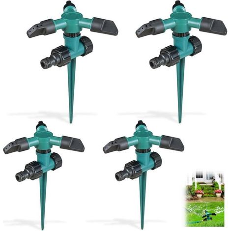 Lot de 4 arroseurs de pelouse rotatifs à 360° pour systèmes d'irrigation de jardin et irrigation pastorale - Prise de terre (1/5)