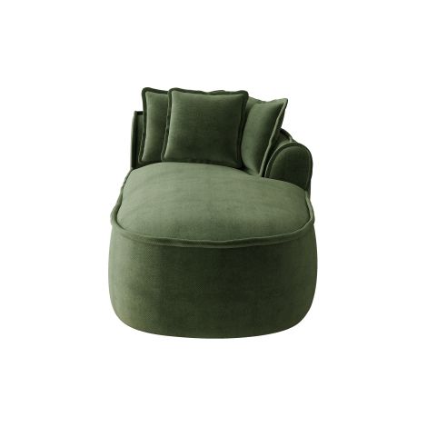 Canapé méridienne Manchester avec coussins en chenille verte WL (1/4)