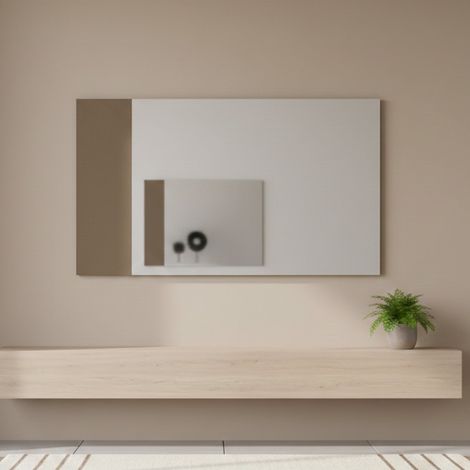 Dmora - Coriando Espejo, Espejo de entrada decorativo, Artículo de decoración de pared con perfil lateral, 100% Made in Italy, 110x3h60 cm, Blanco y Marrón (1/3)