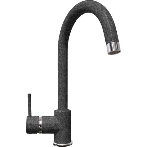 Miscelatore Plados monocomando PETRAMIX con canna tubolare - Nero Ebony