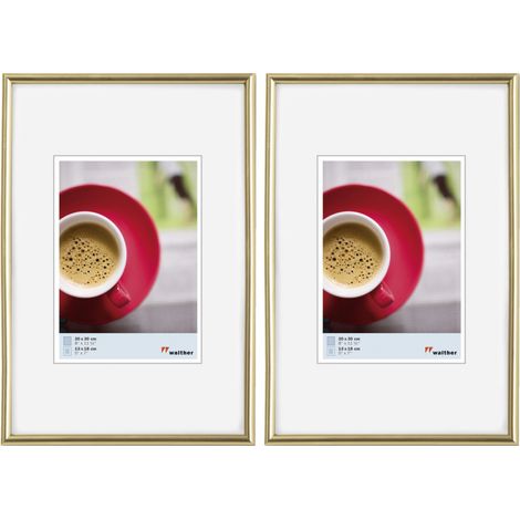 Lot de 2 cadres photos - Walther Galeria - 20 x 30 cm - Doré - Livraison gratuite (1/2)