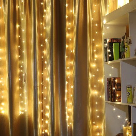 x 2 m lange Lichterkette mit 200 LEDs, USB-Fernbedienung, Kupferdraht, 8 Modi, warmweiß, für Partys, Hochzeiten, als Vorhanglampe oder Dekoration (1/5)