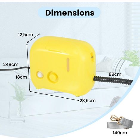 Pour la maison et l'auto Chauffe rapide 15s Nettoyeur vapeur portable 1500W 3 bar Réservoir 1L Débit réglable Jaune (1/5)