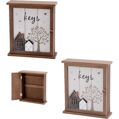 Armadio Portachiavi da Parete in Legno MDF 22 x 7,5 x 25 cm 2 Colori (1/2)