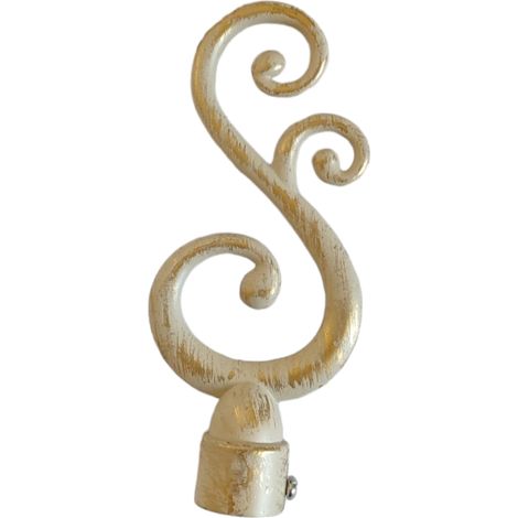 2PZ TERMINALE DECORATIVO D.20MM COL.AVORIO-ORO (1/4)