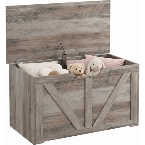 HOMCOM Storage Trunk for Living Room, with Safety Hinge, 80cm, Grey (1/5)