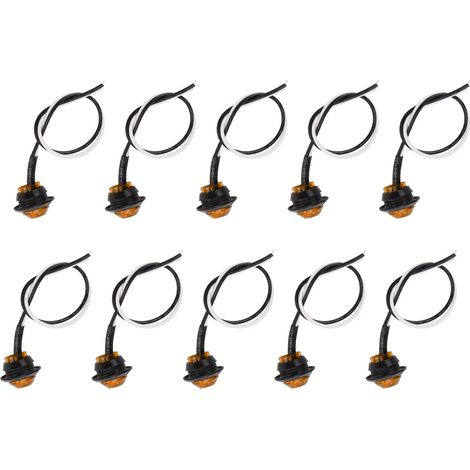 10er-Packung 3-LED-Seitenmarkierungsleuchten, IP68 wasserdichte runde Rückleuchten für LKWs, gelbes Licht (1/5)