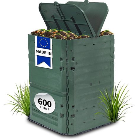 Garantia – Composteur Thermo-King vert 600L – Montage sans outil – Grille de fond anti-nuisibles – Aération optimale pour décomposition rapide