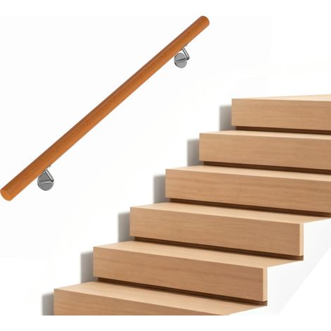 COSTWAY Corrimano per Scale in Legno, Ringhiera Antiscivolo da Parete con Supporto e Kit di Installazione, Passamano mano per Scale Interne per Anziani e Bambini, per Cucina e Bagno (80 cm) (1/5)