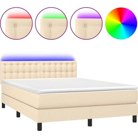 Maison Exclusive - Boxspringbett mit Matratze & LED Creme 140x200