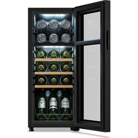 Klarstein Bovella 18 Duo+ Vinoteca de dos zonas 50l 18 bot. Puerta de cristal