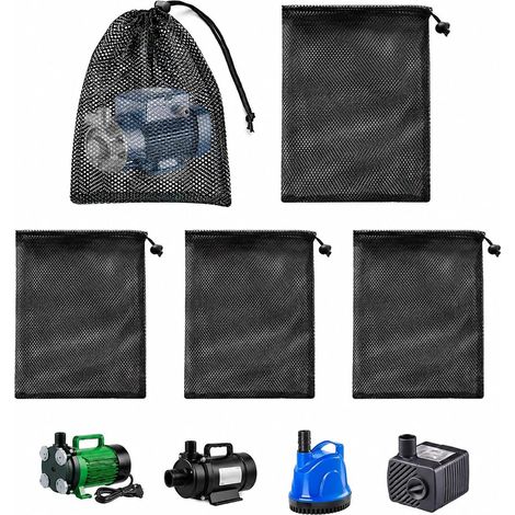 5 PièCes Sac en Filet De Filtre De Pompe -Filtre Bassin Exterieur - Sac Filtrant - avec Cordon De Serrage, Sac en Filet De Nylon, Anti-Colmatage, Adapté Aux Bassins De Jardin (1/5)
