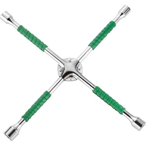 Chiave a croce per dadi ruota per pneumatici auto a 4 vie per impieghi gravosi, chiave a 4 vie per bussole auto da 17, 19, 21, 23 mm (20", verde)