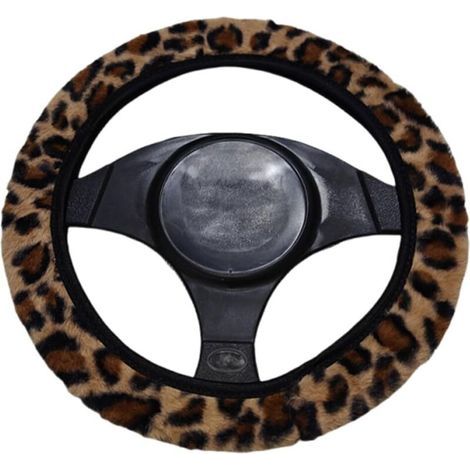 Coprivolante da donna con stampa leopardata, taglia unica, antiscivolo, caldo e morbido per l'inverno, marrone, adatto a volanti da 14-15 pollici. (1/4)