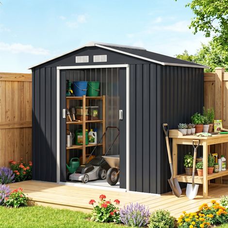 Abri de Jardin 2,77 m² - Remise pour Outils avec Fondation - cabanon Porte verrouillable (1/5)