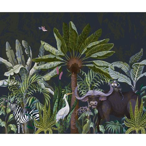 Papier peint panoramique - Animaux de la Jungle - 130 cm x 108 cm (1/2)