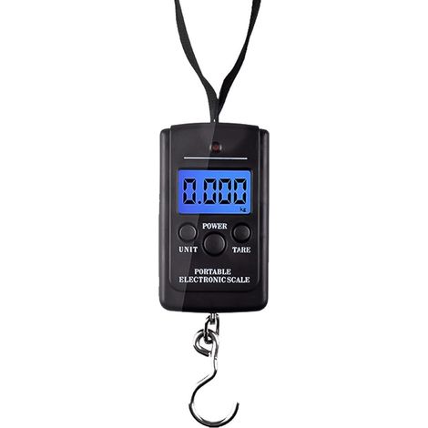 Balanza digital portátil para equipaje, con capacidad para 40 kg, retroiluminación y función de tara, ligera y funciona con pilas. (1/5)