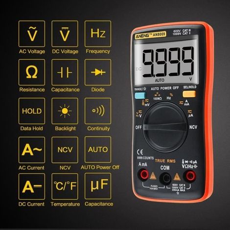 Digitales Multimeter mit automatischer Bereichswahl, Ohmmeter, Amperemeter, Spannungs- und Strommesser @TZZ71030665OR (1/4)