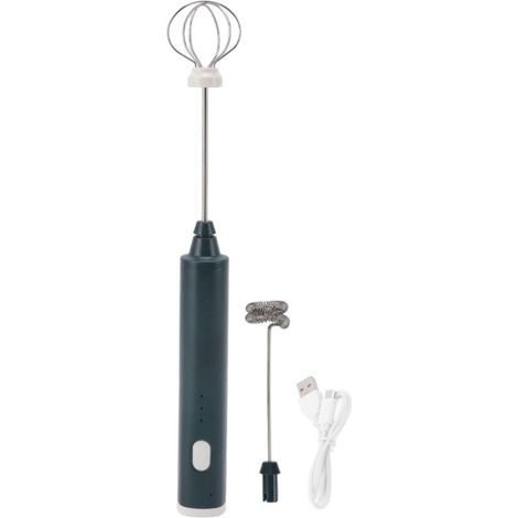 Montalatte elettrico, sbattitore per uova, acciaio inossidabile, compatto e portatile per casa, campeggio e viaggi, nero/verde (1/5)