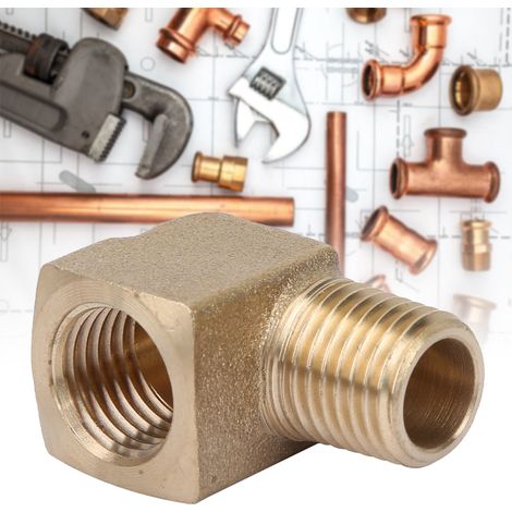 Messing-Rohrverschraubung 1/4" NPT 90°-Winkel (1/5)