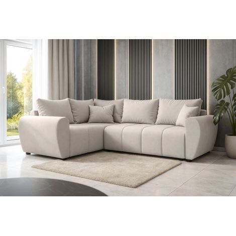 AX LIVING Malatya L Ecksofa mit Schlaffunktion Sofa L Beige 235 cm L