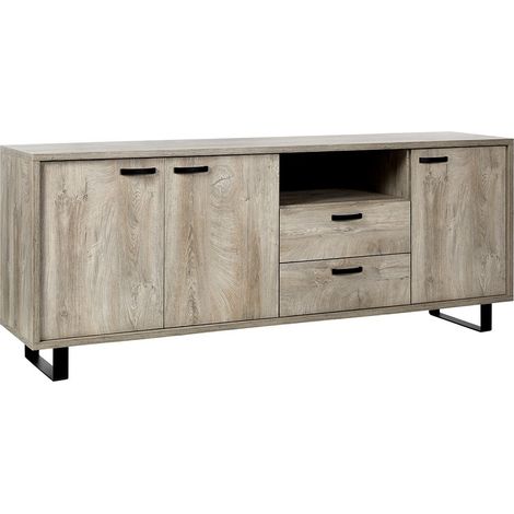 Design-Buffet XL 220cm mit 3 Türen und 2 Schubladen für das Wohnzimmer in hellem Eichenfarbton, Kollektion NEWTON