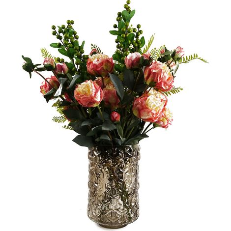 70cm Pink Peony Arrangement Glass Vase (1/5)
