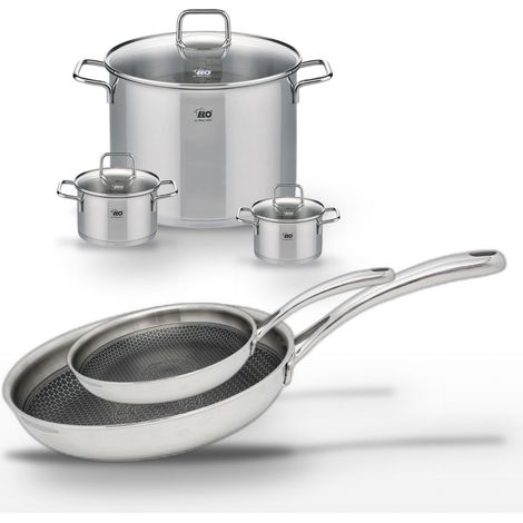 Lot Poêles 28cm & 24cm et Faitouts 12cm, 14cm, 26cm Elo Relief Evolution (1/5)
