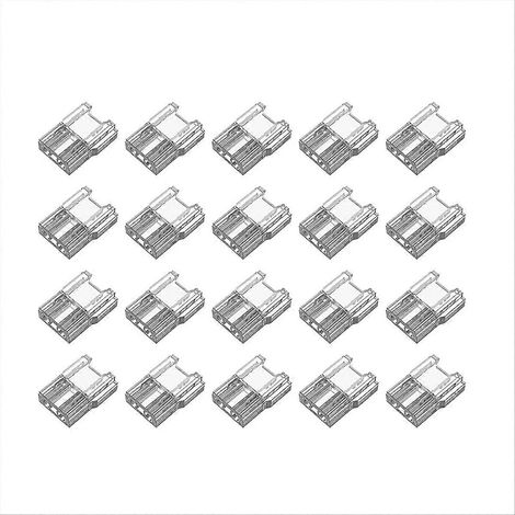 Connecteurs pour ruban LED (20 pièces, 2 broches), sans soudure, sans zone d'ombre, 10 mm (1/5)