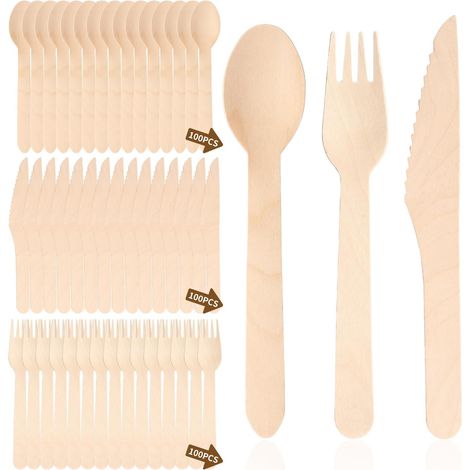 heuchaey Lot de 300 couvert en bois tables, couverts table (1/5)