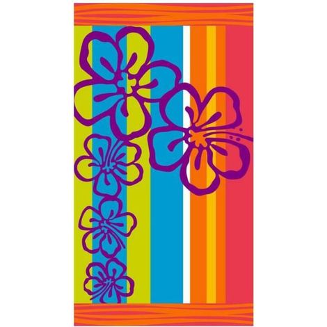 Serviette de plage – Serviette de plage imprimée en microfibre, grande serviette de bain 100 x 180 cm - fleurs de ligne