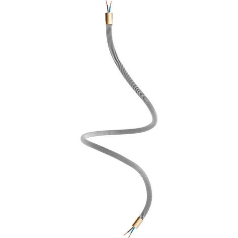 Creative-Cables Kit Creative Flex flexibler Verlängerungsschlauch (90 cm Länge, Ø 10 mm) – Stoffummantelung RZ04 schwarz-weiß und satinierte Bronze-Details – Mit Metallendstücken und Zubehör