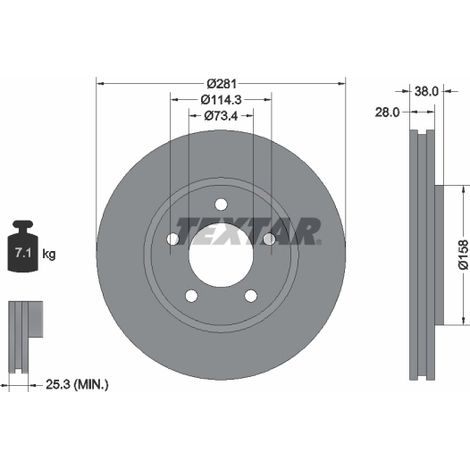 Lot de 2 Disques de frein Textar 92108300 CHRYSLER 04721820AC 04721820AF