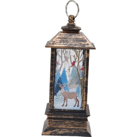 Lanterne LED portable Père Noël à suspendre - Décoration de Noël en bronze pour la maison (1/5)