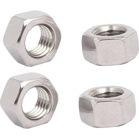 4pcs Écrou Pas à Gauche Hexagonal M12 en Acier Inox 304 hexagonaux métriques filetage gauche Ton Argent (1/4)