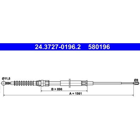 Tirette à câble, frein de stationnement ATE 24.3727-0196.2 VW 1T0 609 721 K