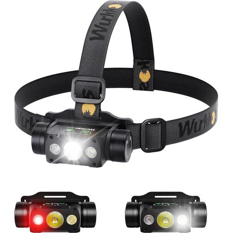 Lampe frontale LED avec 4000 lumens, IPX8 étanche, lampe frontale LED de type C avec 9 modes de luminosité, lampe de poche super lumineuse, utilisée pour la course de nuit (1/5)
