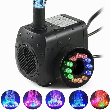 Pompe à eau submersible LED 16 W pour fontaine, robuste et silencieuse, avec éclairage intégré, idéale pour aquarium, piscine et jardin. (1/5)