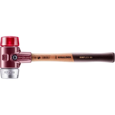 HALDER SIMPLEX Schonhammer Ø 60 mm Plastik rot / Weichmetall mit Tempergussgehäuse (1/5)