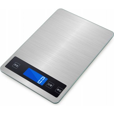 Balance de cuisine numérique 10 kg, graduation précise en grammes et en onces (1 g/0,1 oz), idéale pour la cuisine et la pâtisserie. Boîtier en acier inoxydable et verre trempé.-AquaForge (1/3)