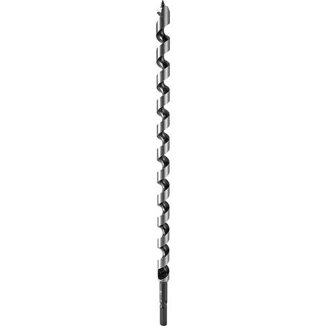 Mèche à bois hélicoïdale longue - 26 mm x 1000 mm - Tige hexagonale de 12 mm pour bois, bois tendre, bois dur, pointe filetée (1/5)