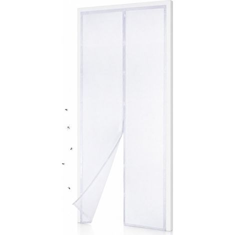 Moustiquaire magnétique blanche pour porte, rideau anti-insectes pour éloigner moustiques et mouches, pour porte, balcon et été (1/5)