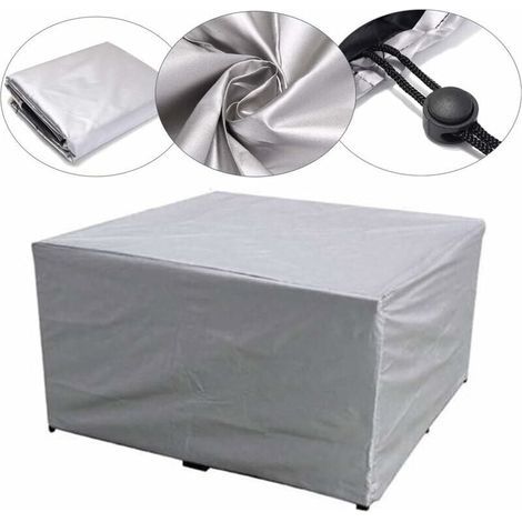 SNQ – Housse de protection pour meubles de jardin 150x150x75 cm – Imperméable en polyester – Anti-UV – Pour table rectangulaire et chaises (1/4)